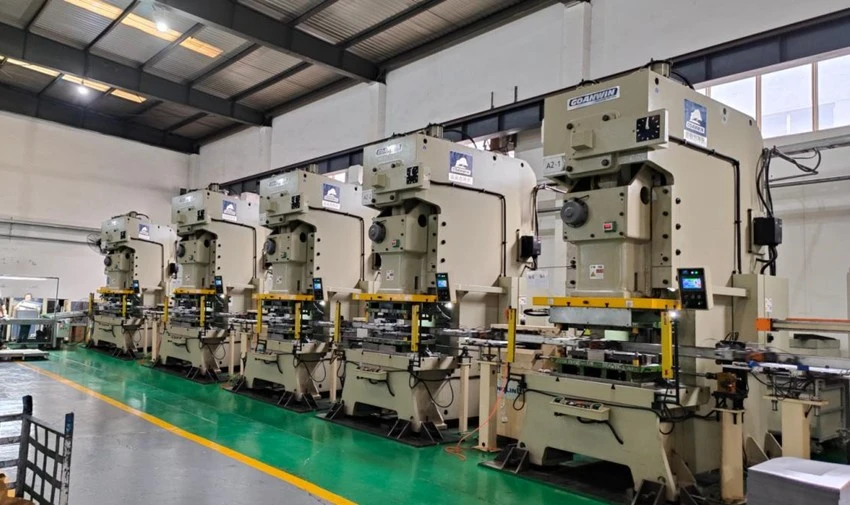 Row of Goanwin C1N mechanical presses on the production floor