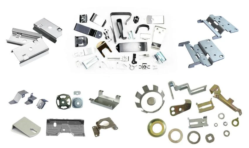 Selection of metal parts produced by stamping