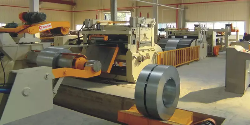 Cut-to-length line processing a steel coil