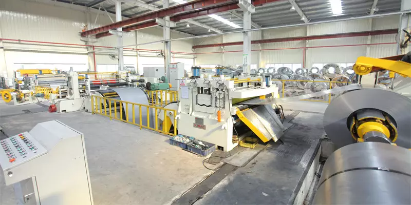 Coil slitting line on a production floor
